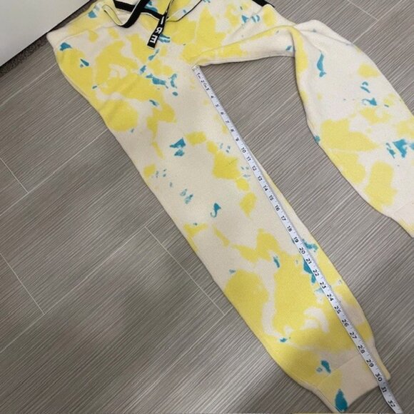 NWT Zadig & Voltaire Tie Dye Steevy Cashmere Pants Joggers Yellow Blue Medium - Picture 16 of 16